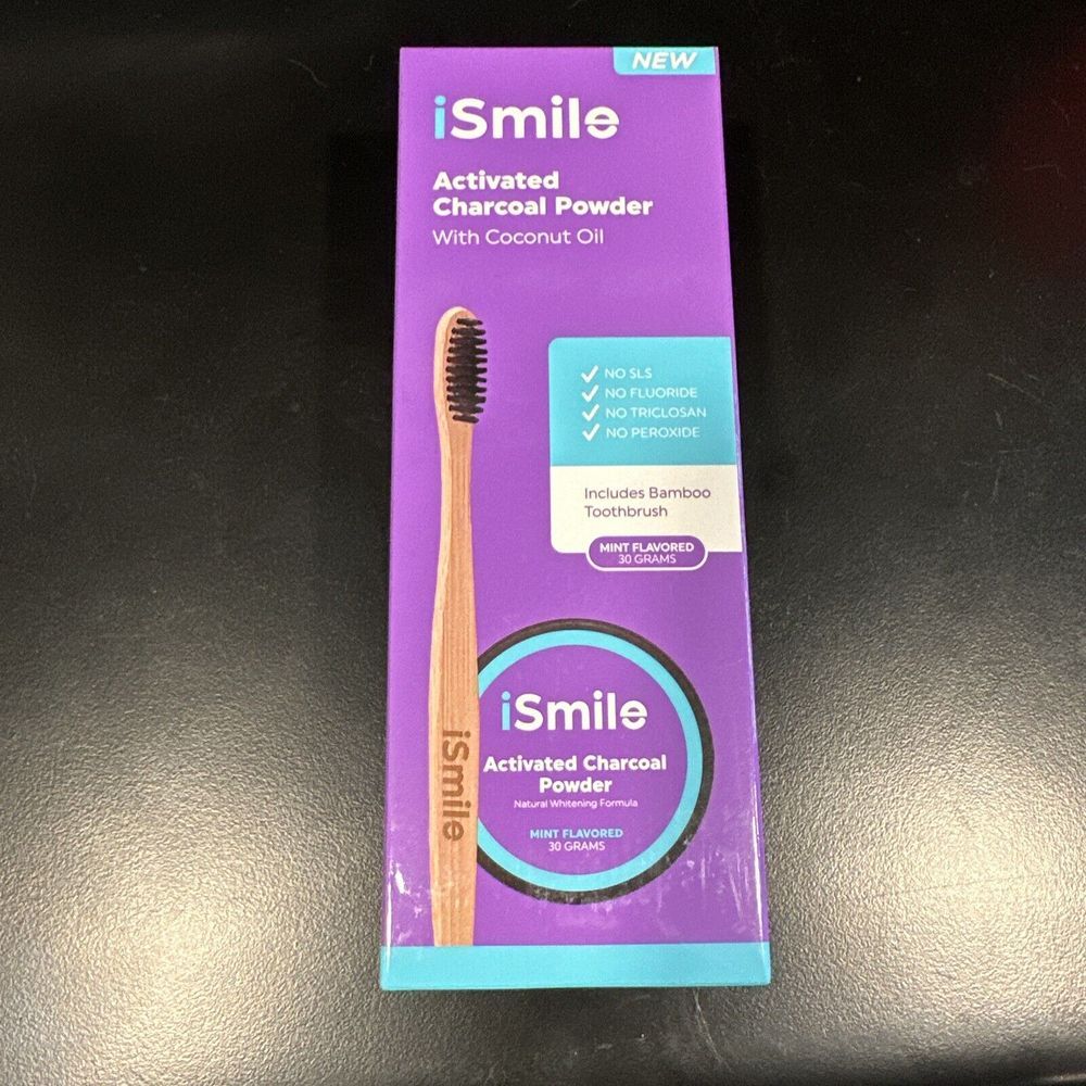iSmile‎ Activated Charcoal Natural Teeth Whitening Powder with Bamboo Toothbrush